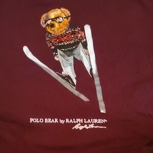 Ralph Lauren Burgundy Polo Bear Ski Tee